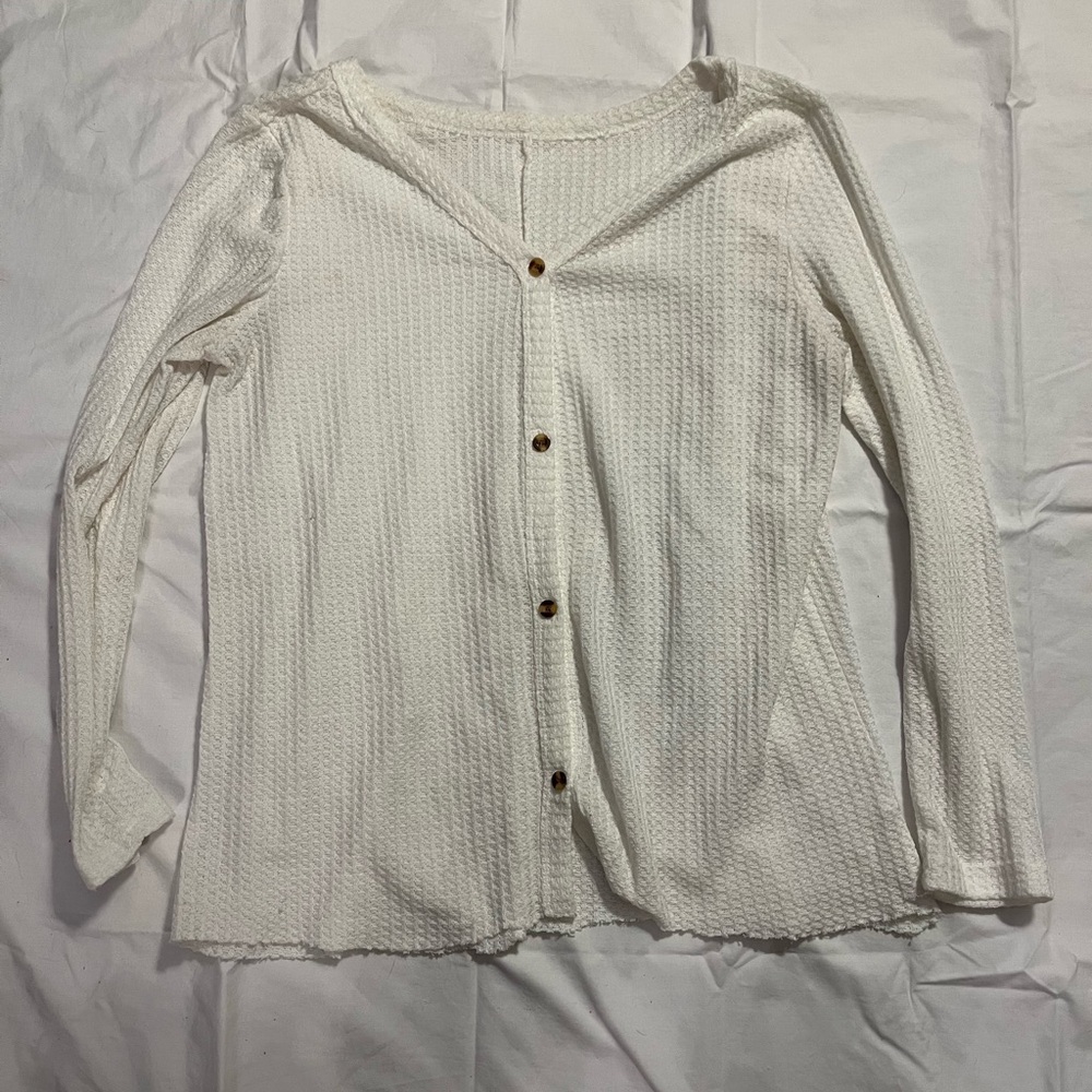Waffle Knit Button Down Shirt